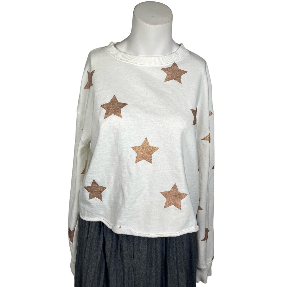 Spiritual Gangster Sweatshirt Women's Medium White Stars Celestial Whimsygoth